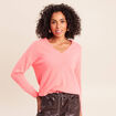 Pull en cachemire col v rose vif femme