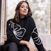 Pull manches longues noir femme