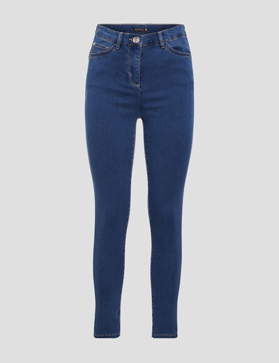 Jeans léger taille haute 7/8ème denim double stone femme