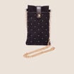 Coffret pochette t&eacute;l&eacute;phone clout&eacute;e noir femme