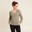 Pull manches longues col en V vert clair femme