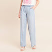 Pantalon large doubl&eacute; fluide denim bleach femme