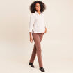 Chemise ample courte avec broderie marron chocolat femme