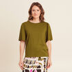 T-shirt manches courtes vert olive femme