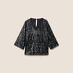 Blouse col v manches 3/4 &agrave; sequins gris fonc&eacute; femme