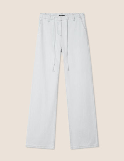 Jean large taille haute denim bleach femme
