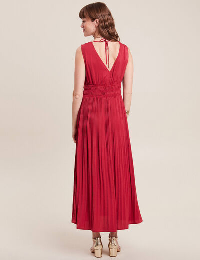 Robe longue empire satin bordeaux femme