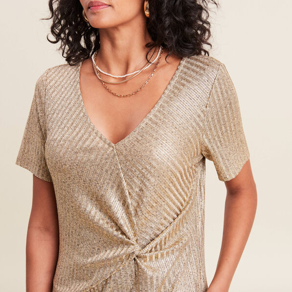 Robe ajustée métallisée couleur or femme