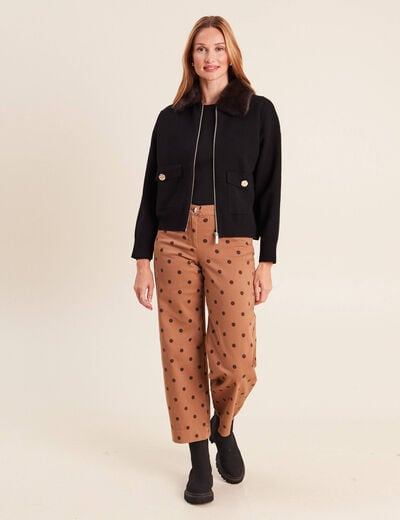 Gilet doubl&eacute; col chemise noir femme