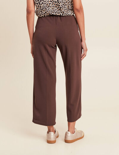 Pantalon large pinces marron femme