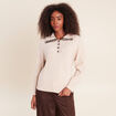Pull droit manches longues beige femme