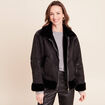 Bombardier court droit col montant noir femme