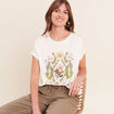 T-shirt col rond manches courtes ecru femme