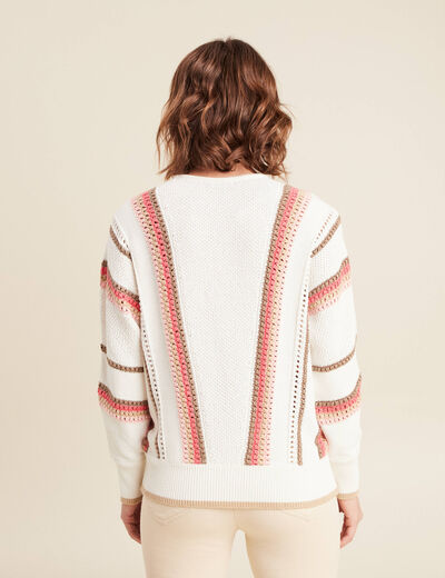 Pull manches longues ecru femme