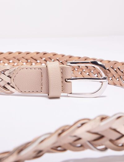 Ceinture tressée irisée beige femme