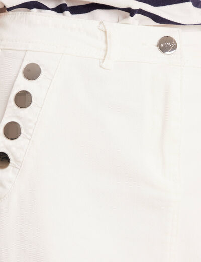 Jupe longue droite en jean blanc femme