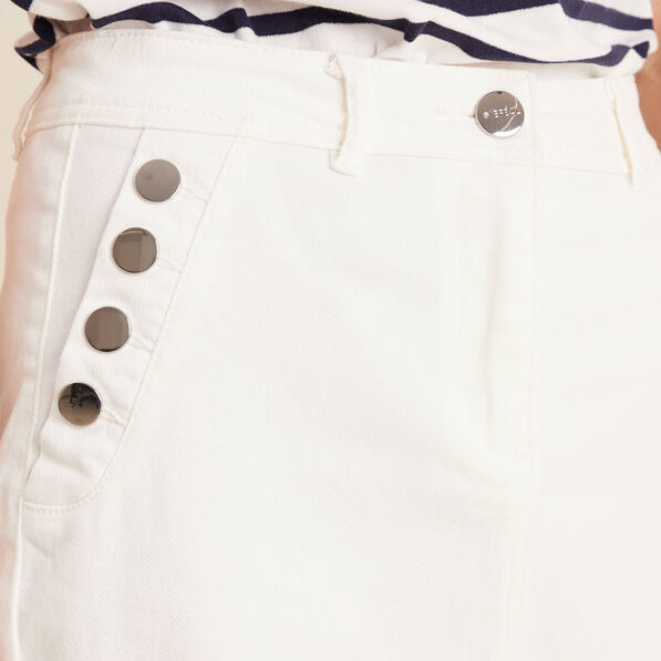 Jupe longue droite en jean blanc femme