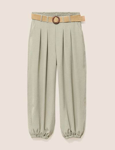 Lot de 2 pantalons larges pliss&eacute;s vert clair femme