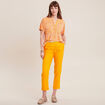 Pantalon flou ceinturé jaune or femme