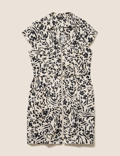 Robe droite zipp&eacute;e blanc femme