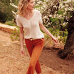 Pull manches courtes ajour&eacute; ecru femme