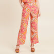 Pantalon large taille haute orange femme