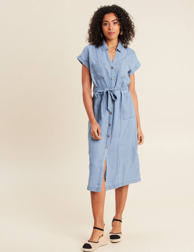 Robe évasée en jean denim double stone femme
