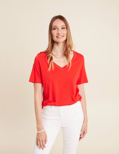 T-shirt manches courtes rouge femme