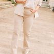 Jean bootcut taille haute denim beige femme