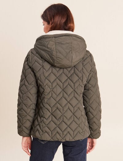 Doudoune doubl&eacute;e avec capuche vert kaki femme
