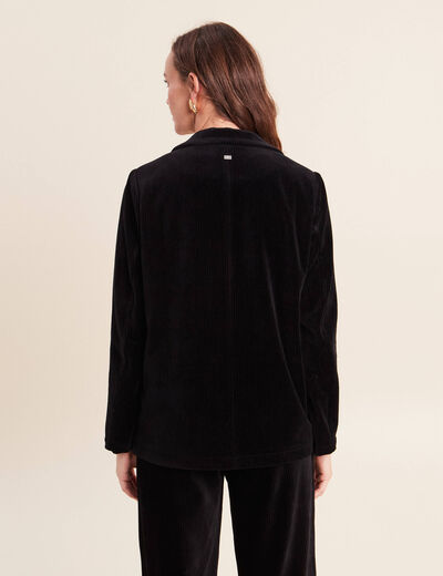Blazer col tailleur doubl&eacute; noir femme