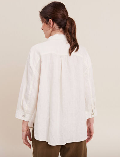 Chemise manches 3/4 ecru femme