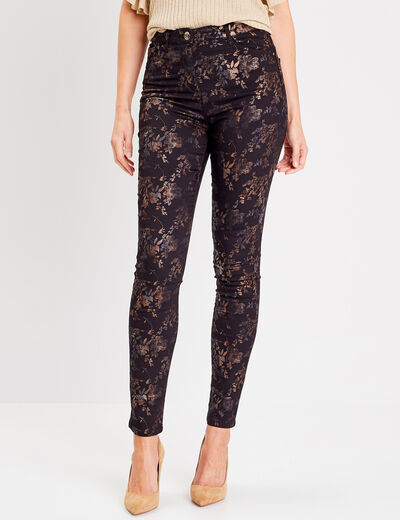 Pantalon ajusté denim noir femme