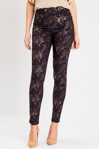 Pantalon ajusté denim noir femme