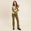 Pantalon coupe bootcut &agrave; pont vert olive femme