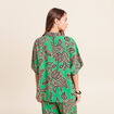 Chemise ample manches courtes fluide vert femme