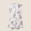 Robe courte &eacute;vas&eacute;e col tunisien brod&eacute;e bleu femme