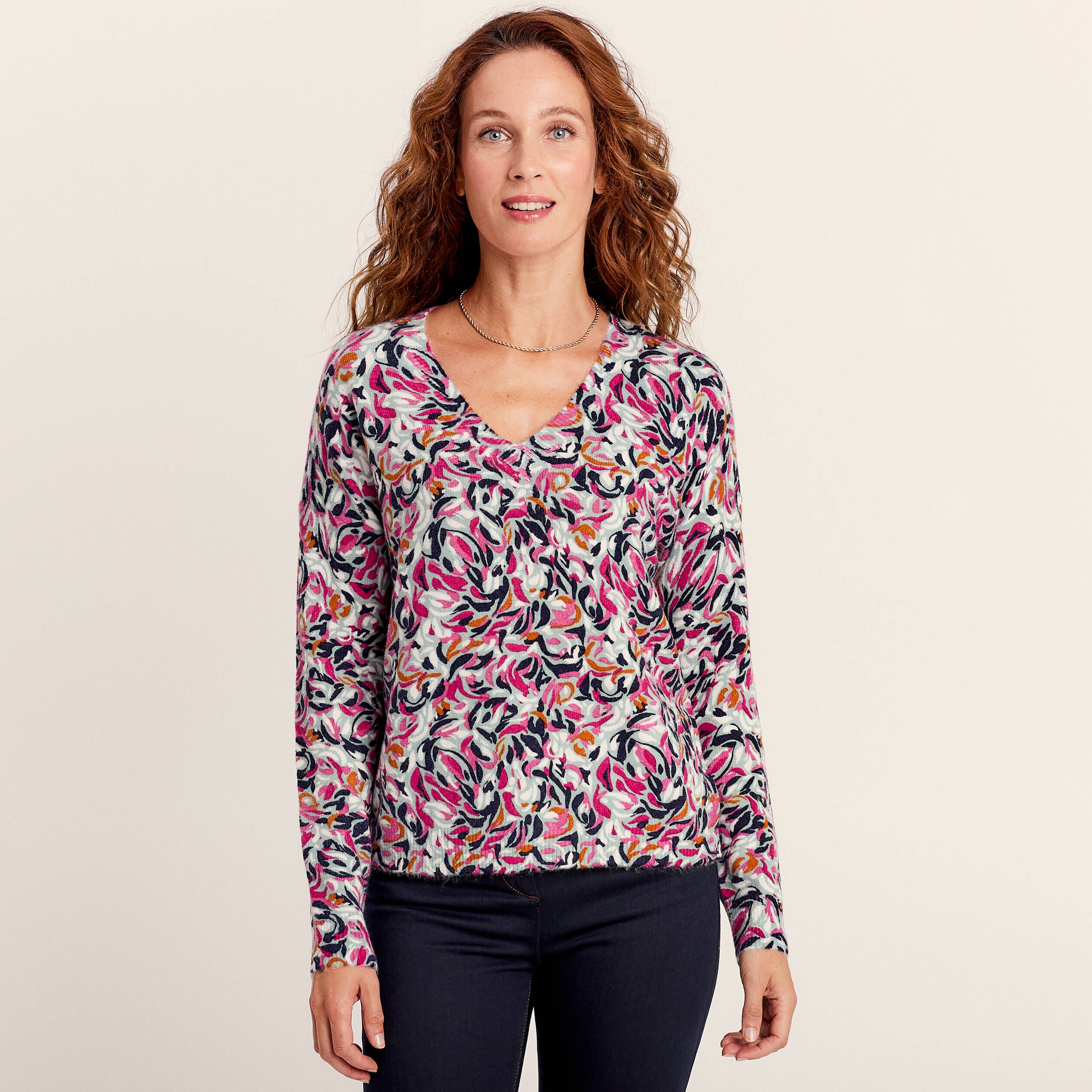 Pull Femme élégant Manches Longues Col V - Tissu Doux Et Chaud - Couleur Unie - Pour Automne, Printemps, Décontracté Ou Habillé - 2