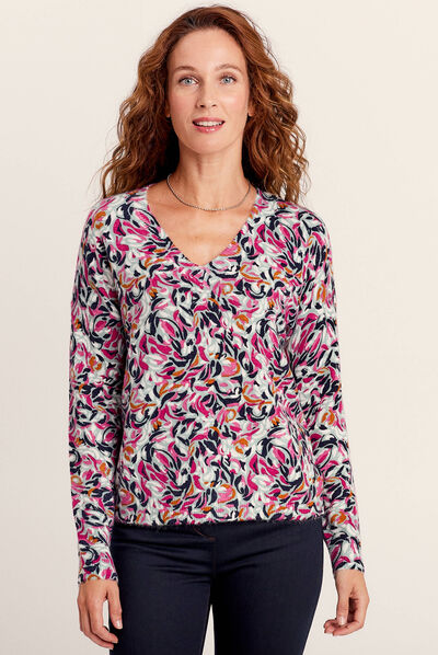 Pull manches longues multicolore femme