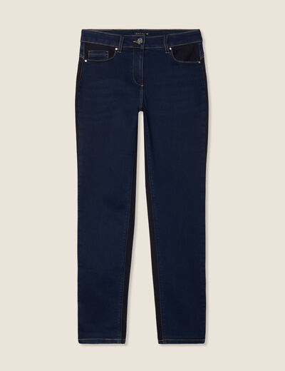 Jean coupe ajust&eacute;e effet bi-mati&egrave;re denim brut femme