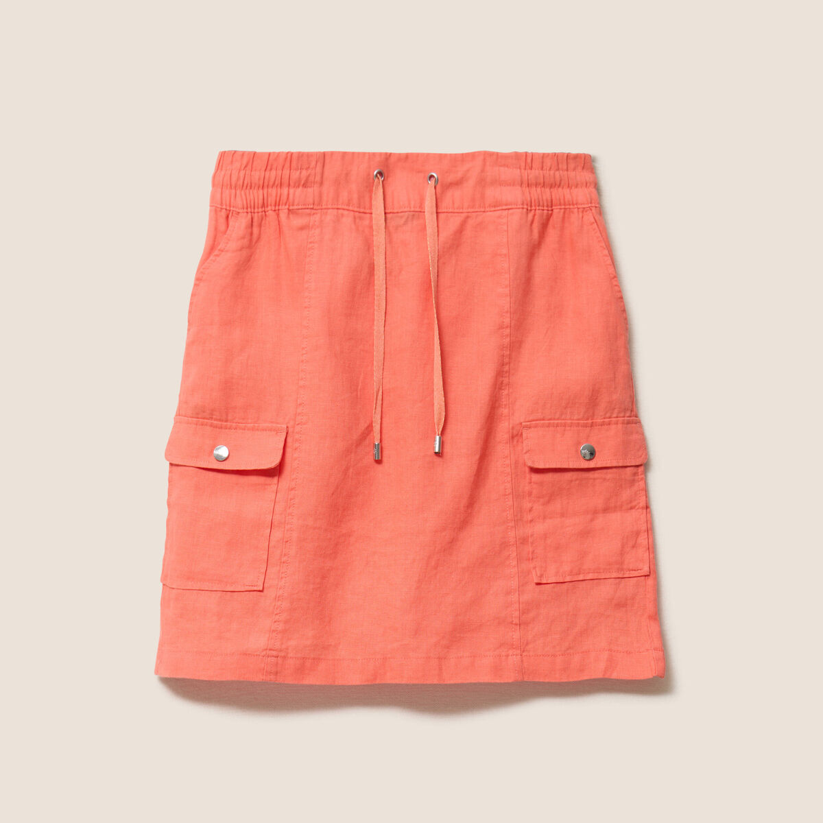 Jupe standard aspect lin orange fluo femme