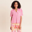 Chemise fluide manches courtes rose fushia femme