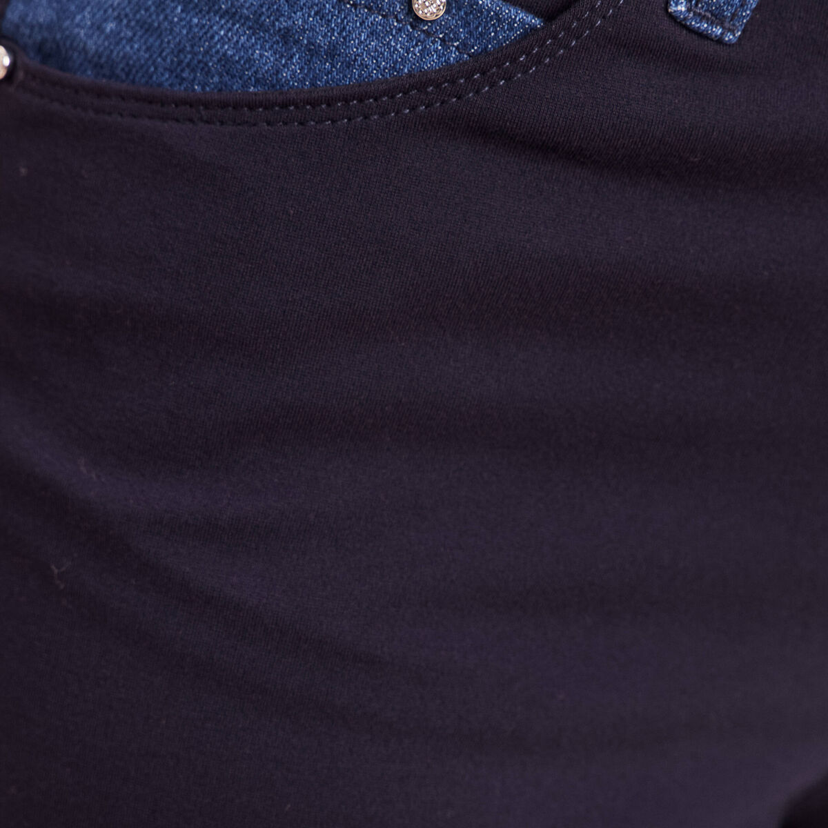 Pantalon large bi-mati&egrave;re bleu fonc&eacute; femme