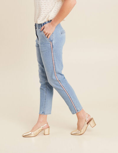 Jean ajusté 7/8ème denim double stone femme