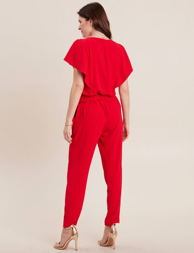 Combinaison pantalon droite rouge femme