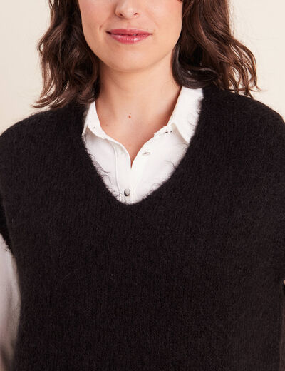 Pull sans manches noir femme