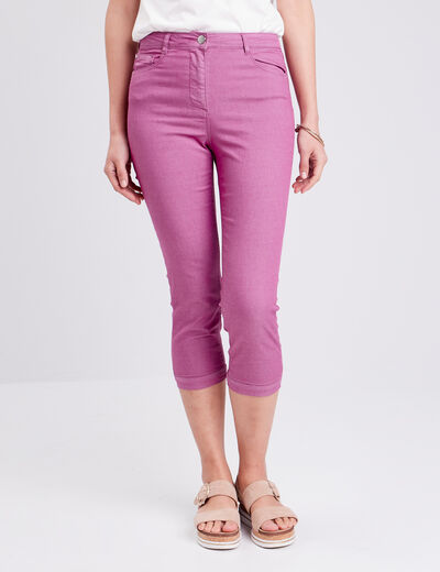 Pantacourt droit taille haute violet femme