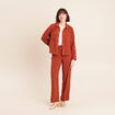 Veste fluide manches longues doubl&eacute;e marron fonc&eacute; femme