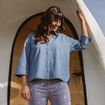 Chemise ample manches 3/4 col chemise denim double stone femme