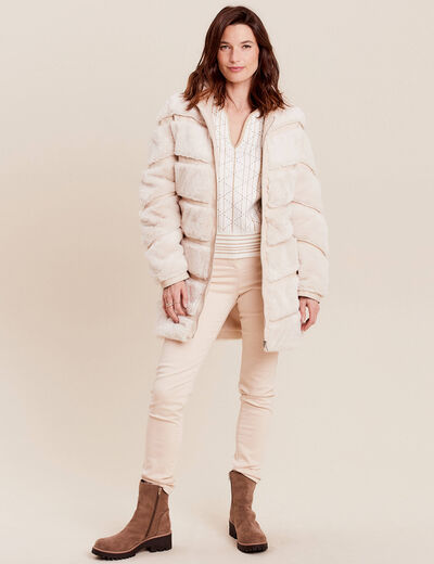 Manteau fausse fourrure ivoire femme